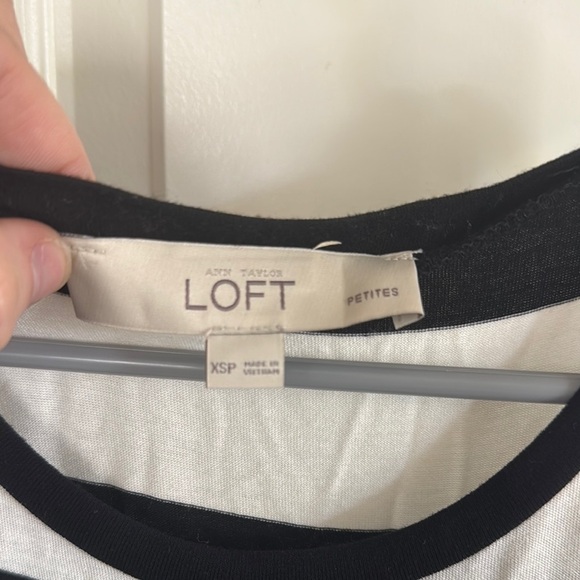 LOFT Black and White Striped Mini Dress XSP / C38 - Picture 2 of 3